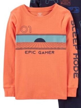 Epic Gamer Orange Long-Sleeve Kids Shirt